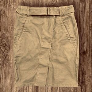 LOFT Ann Taylor Dark Tan Kahki Belted Pencil Skirt with Cargo Style